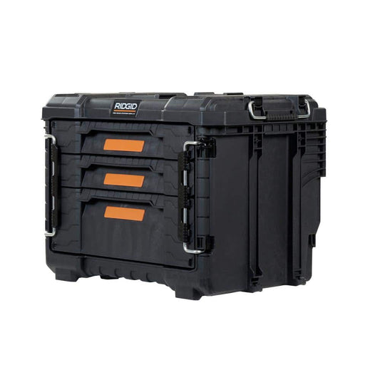 RIDGID Black Resin XL 3 Drawer Tool Box 14.6 in.