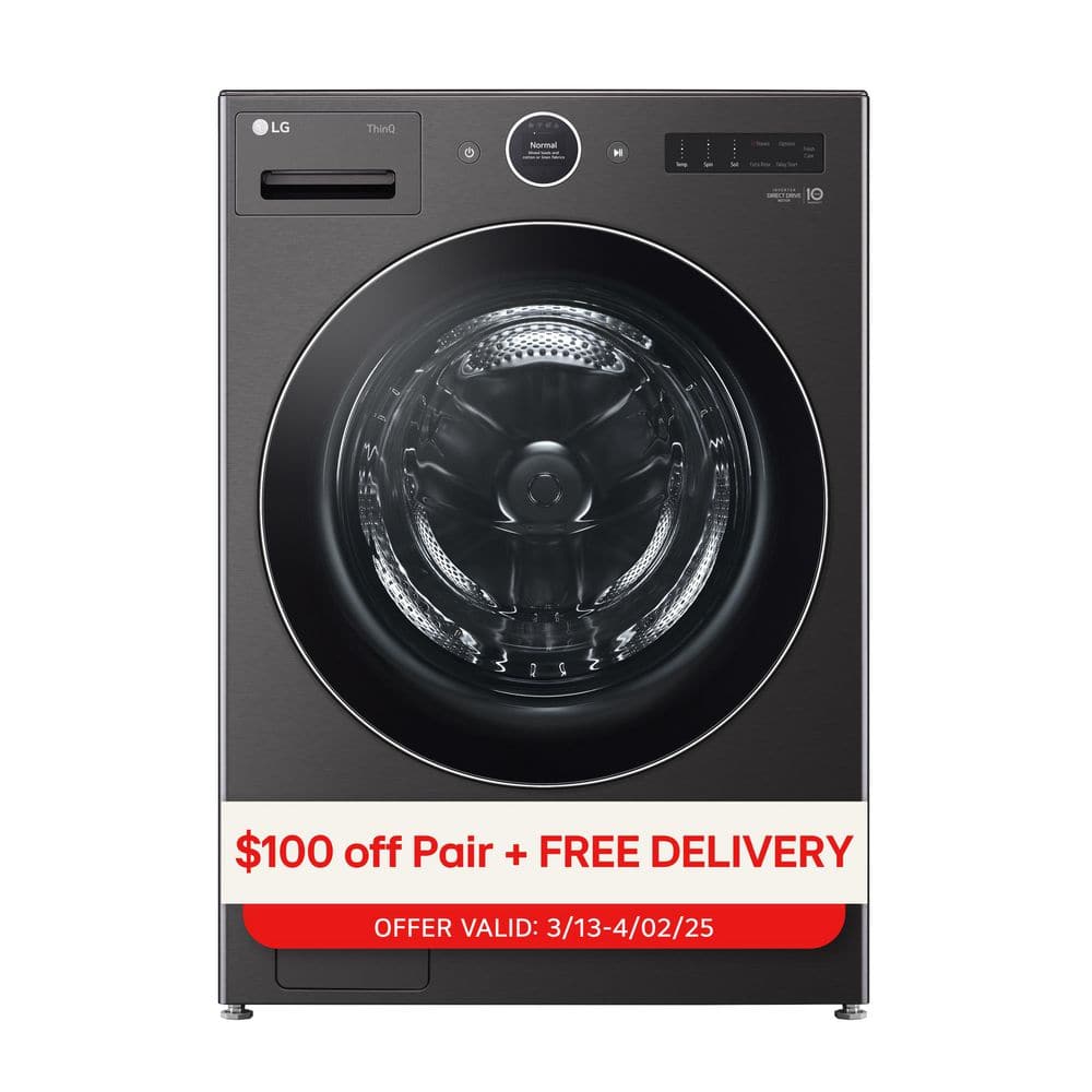 LG 5.0 cu. ft. Black Steel Stackable Front Load Washer