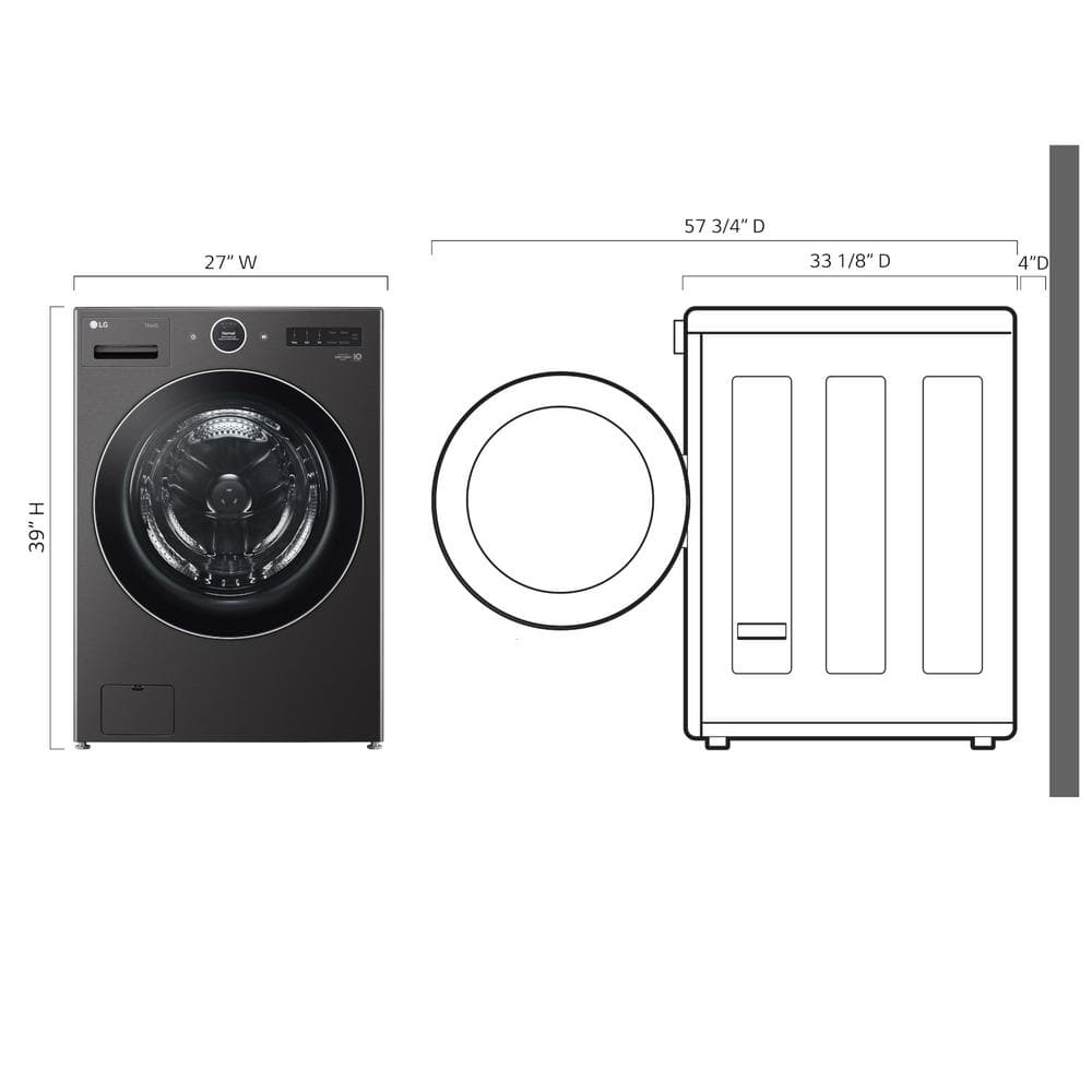 LG 5.0 cu. ft. Black Steel Stackable Front Load Washer