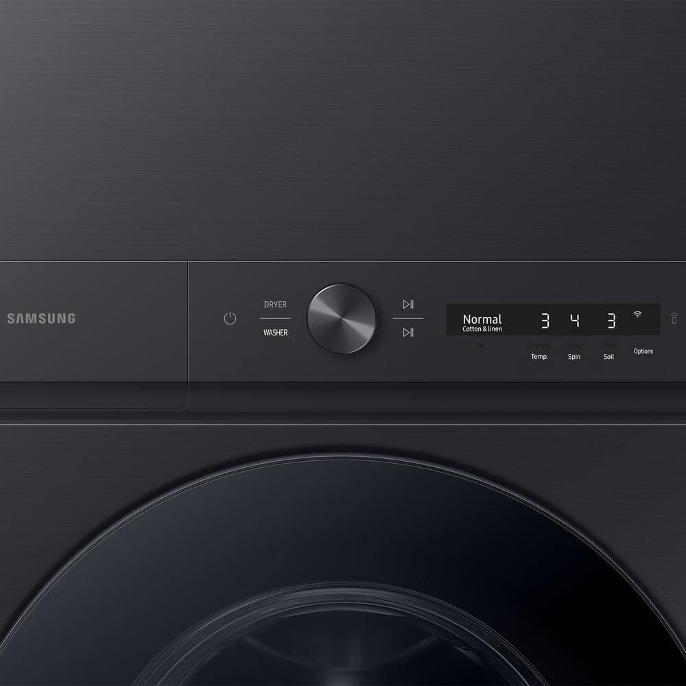 Bespoke 4.6 cu. ft. Large Capacity Single Unit AI Laundry Hub Washer with 7.6 cu. ft. Electric Dryer in Brushed Black