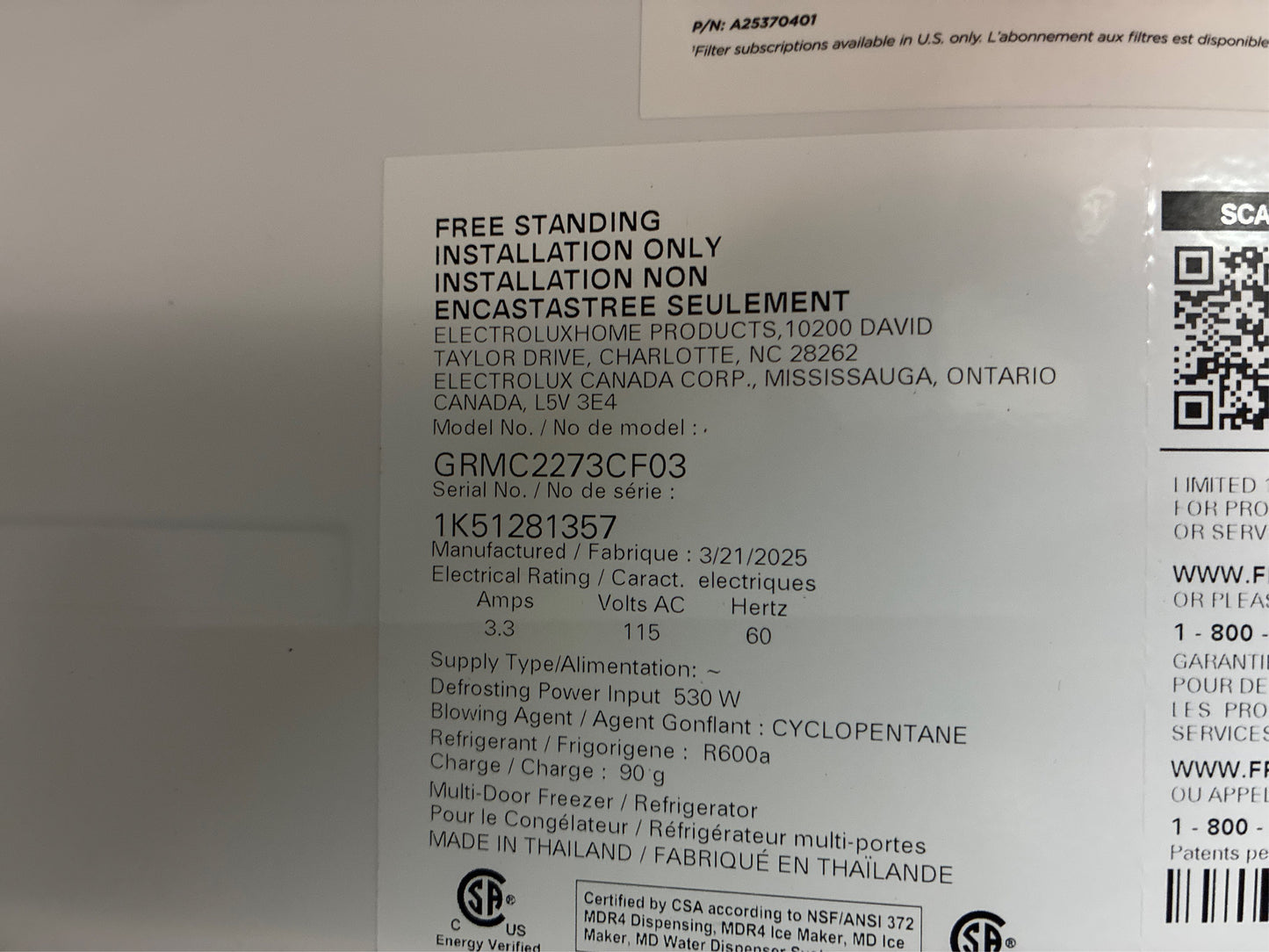 Frigidaire Gallery 21.5 cu. ft. Refrigerator