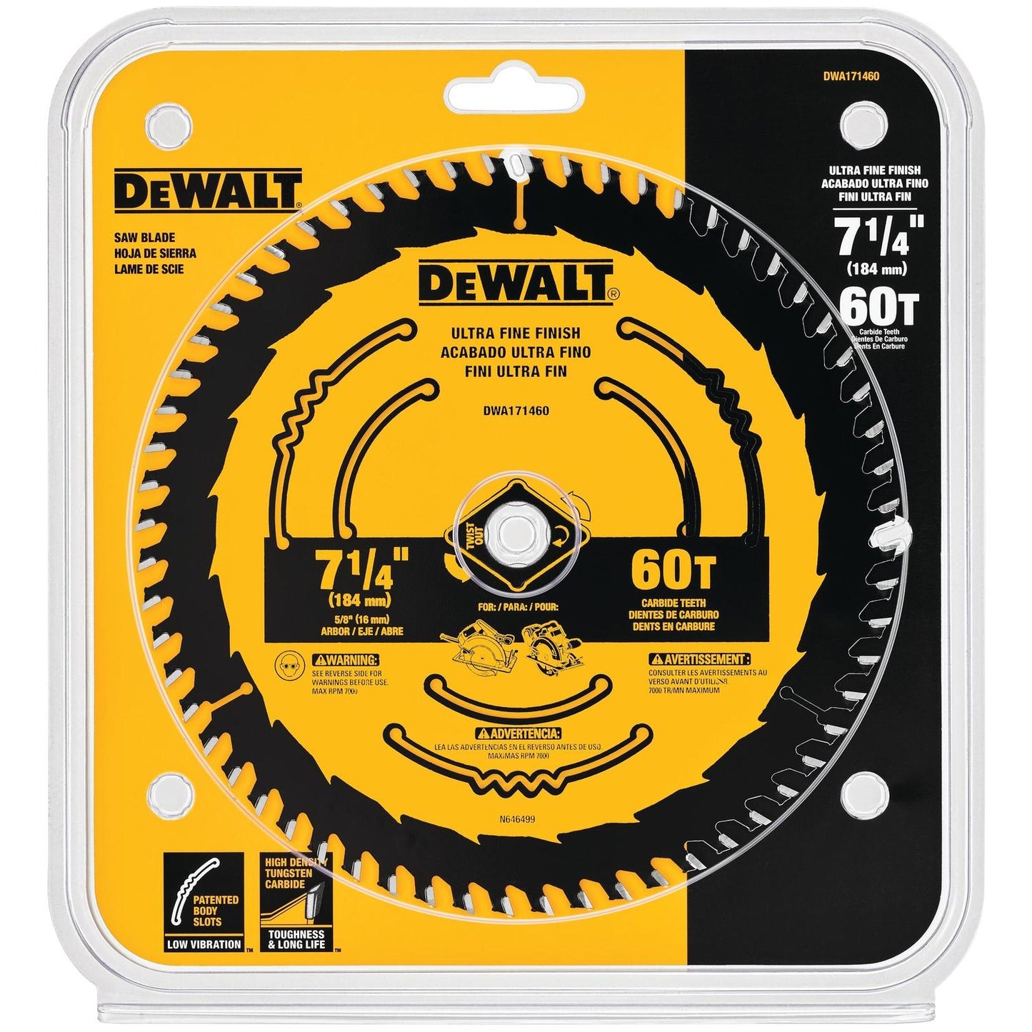 DeWalt 7-1/4 in Tungsten Carbide Saw Blade 60T