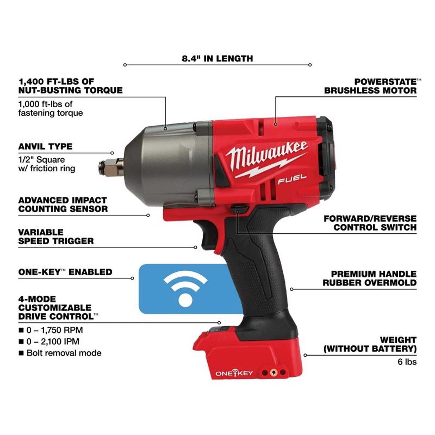 Milwaukee M18 1/2" Impact Wrench Tool Only