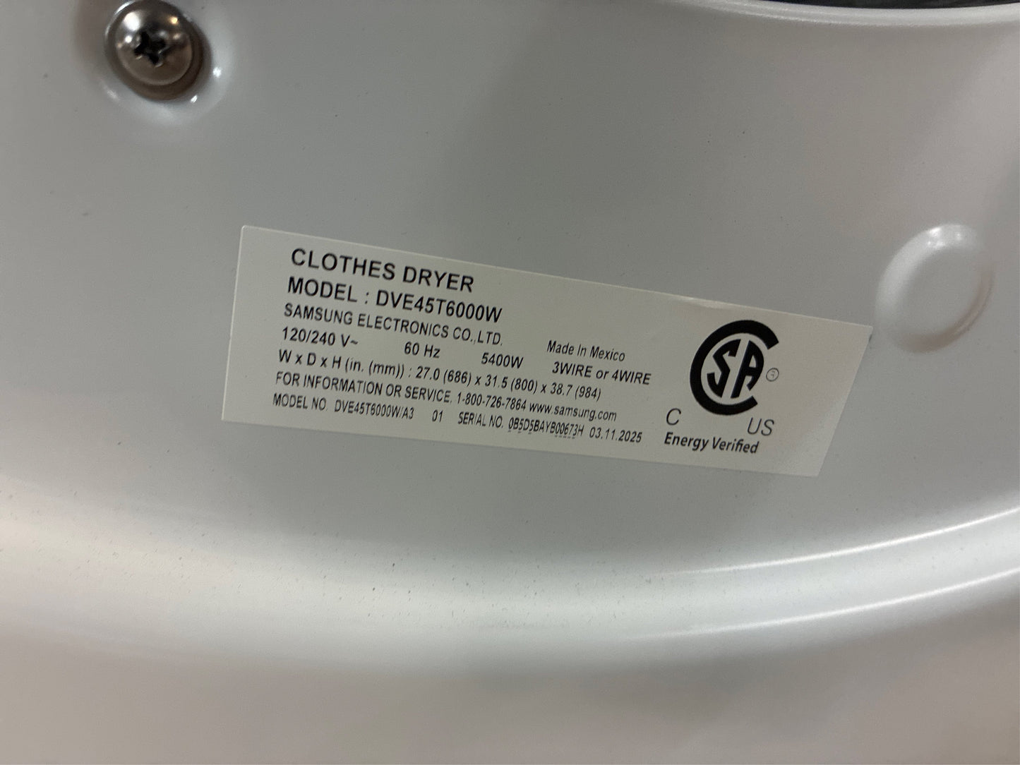 Samsung 7.5-cu ft Stackable Dryer (White)