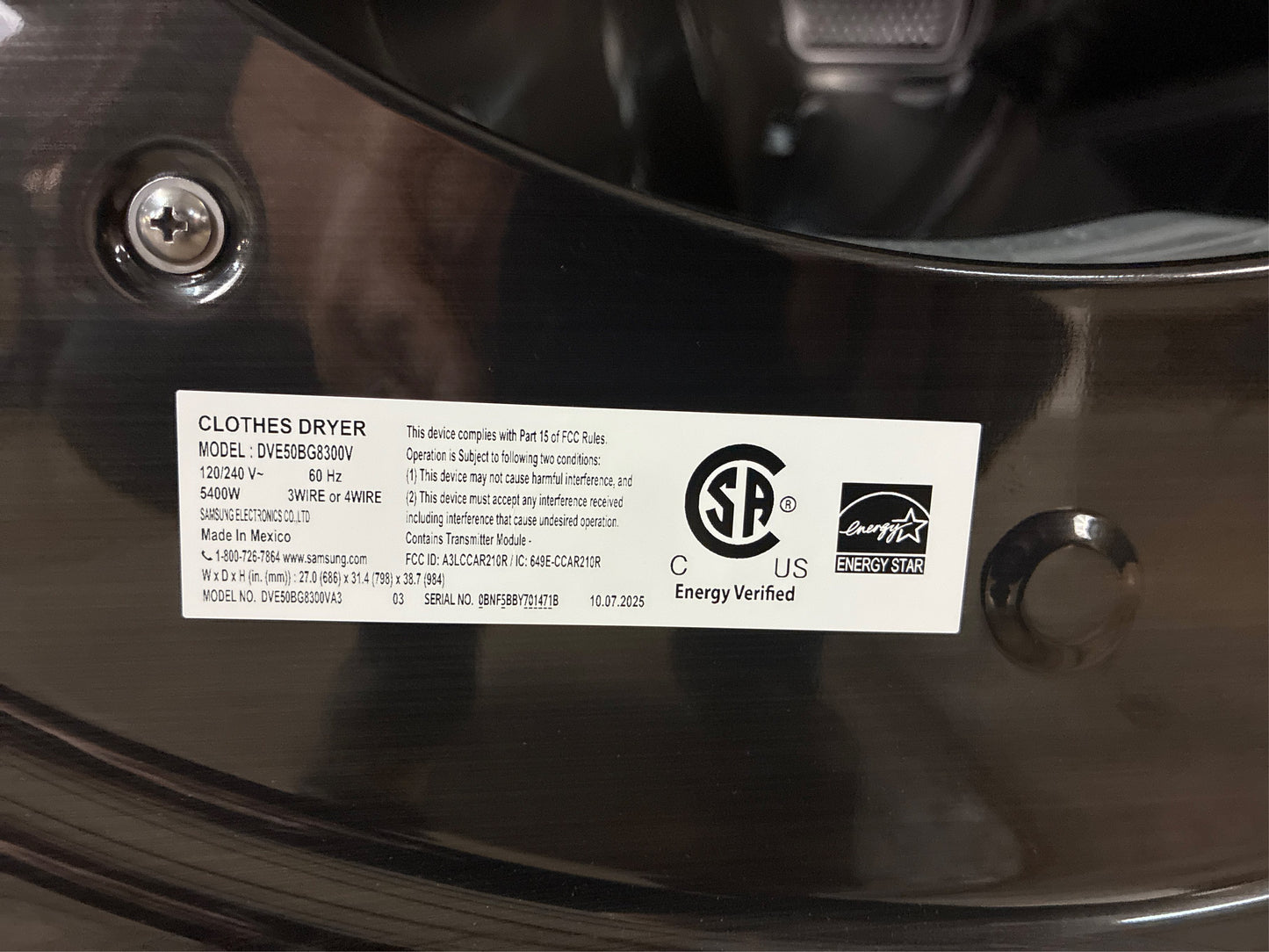 Samsung 7.5-Cu Ft Steam Electric Dryer (Black)