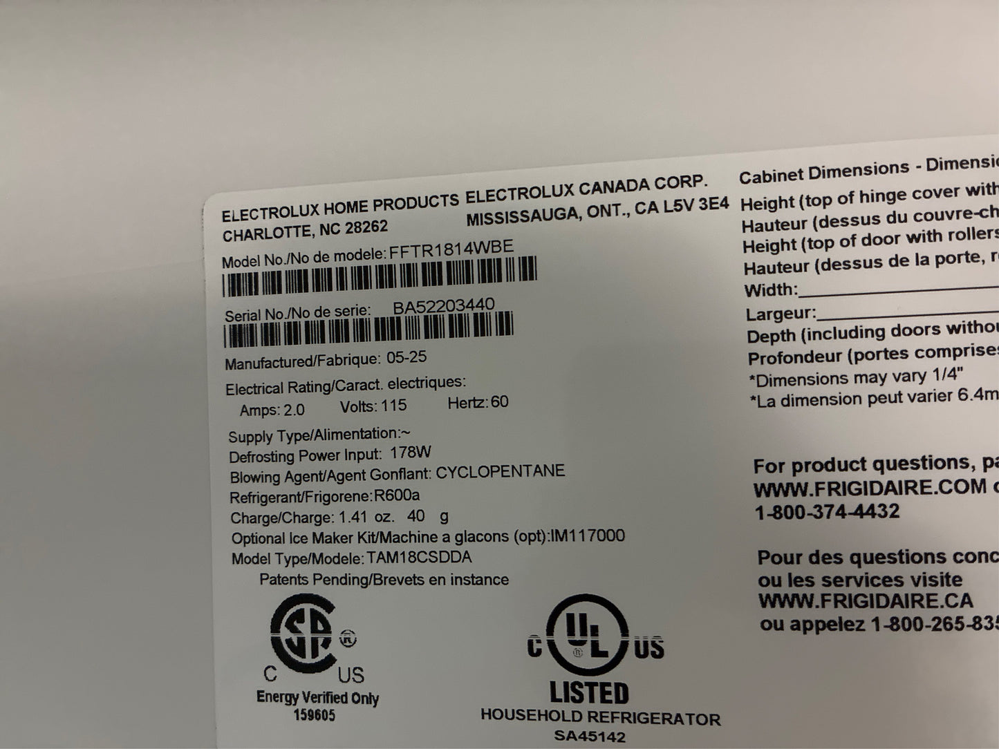 Frigidaire 18.3 Cu. Ft. Top Freezer Refrigerator, Black