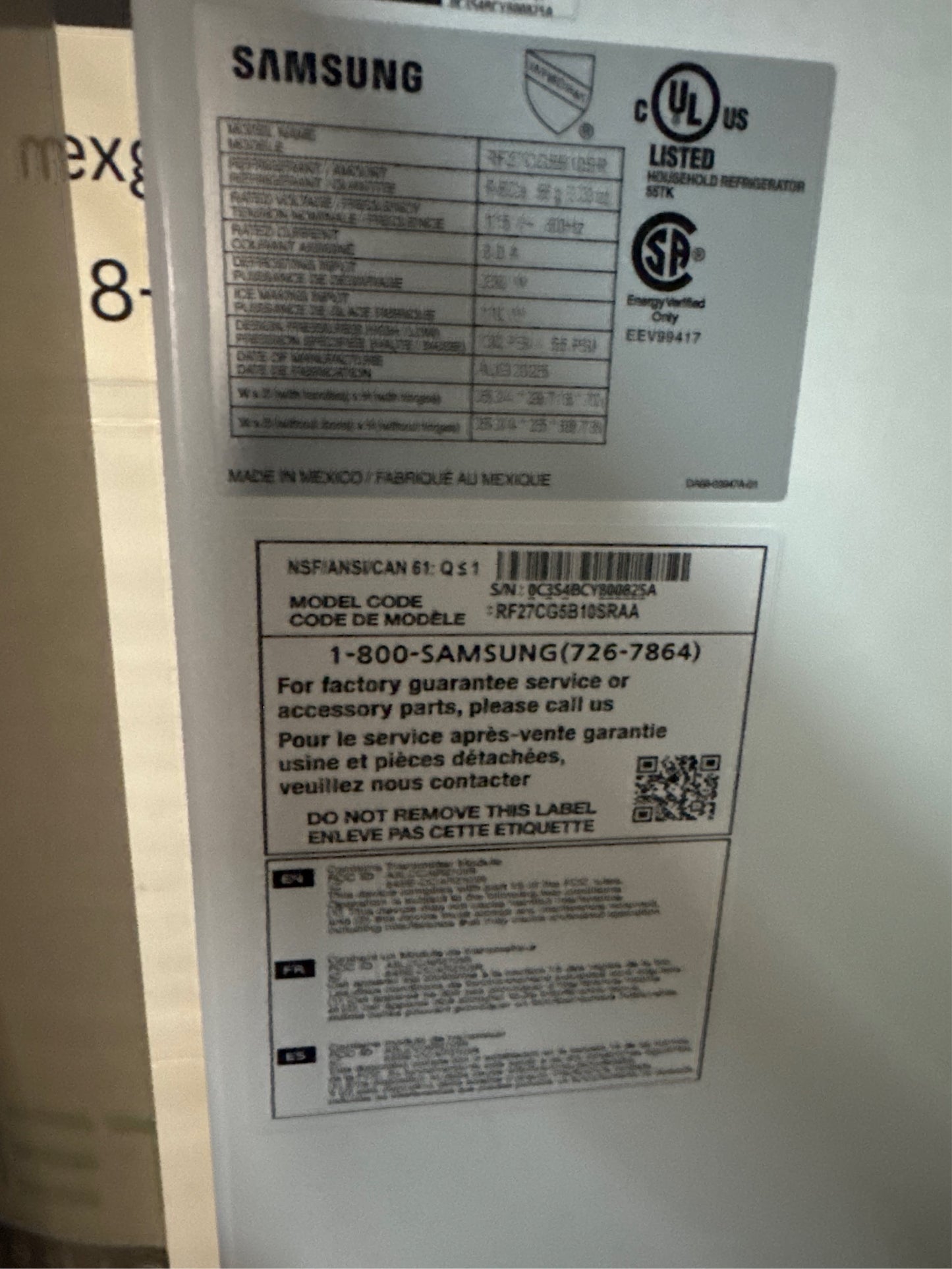 26 cu. ft. 3-Door Samsung Refrigerator, Stainless Steel