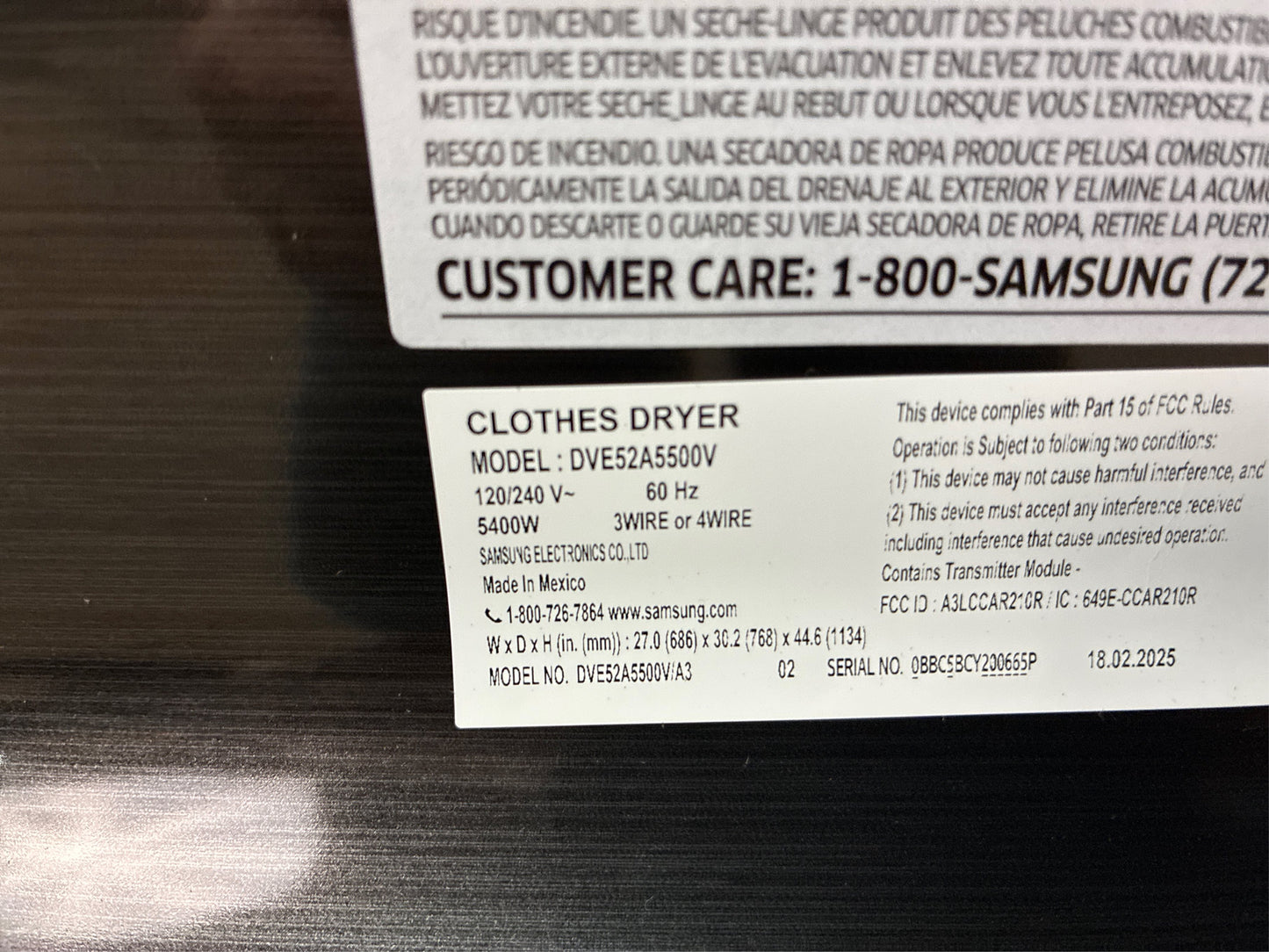 7.4 cu. ft. Smart Vented Electric Dryer, Black