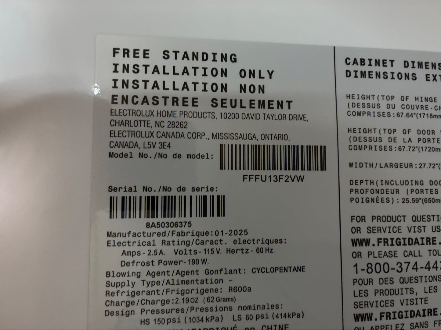 Frigidaire 27.8 in. 13 cu. ft. Garage Ready Freezer