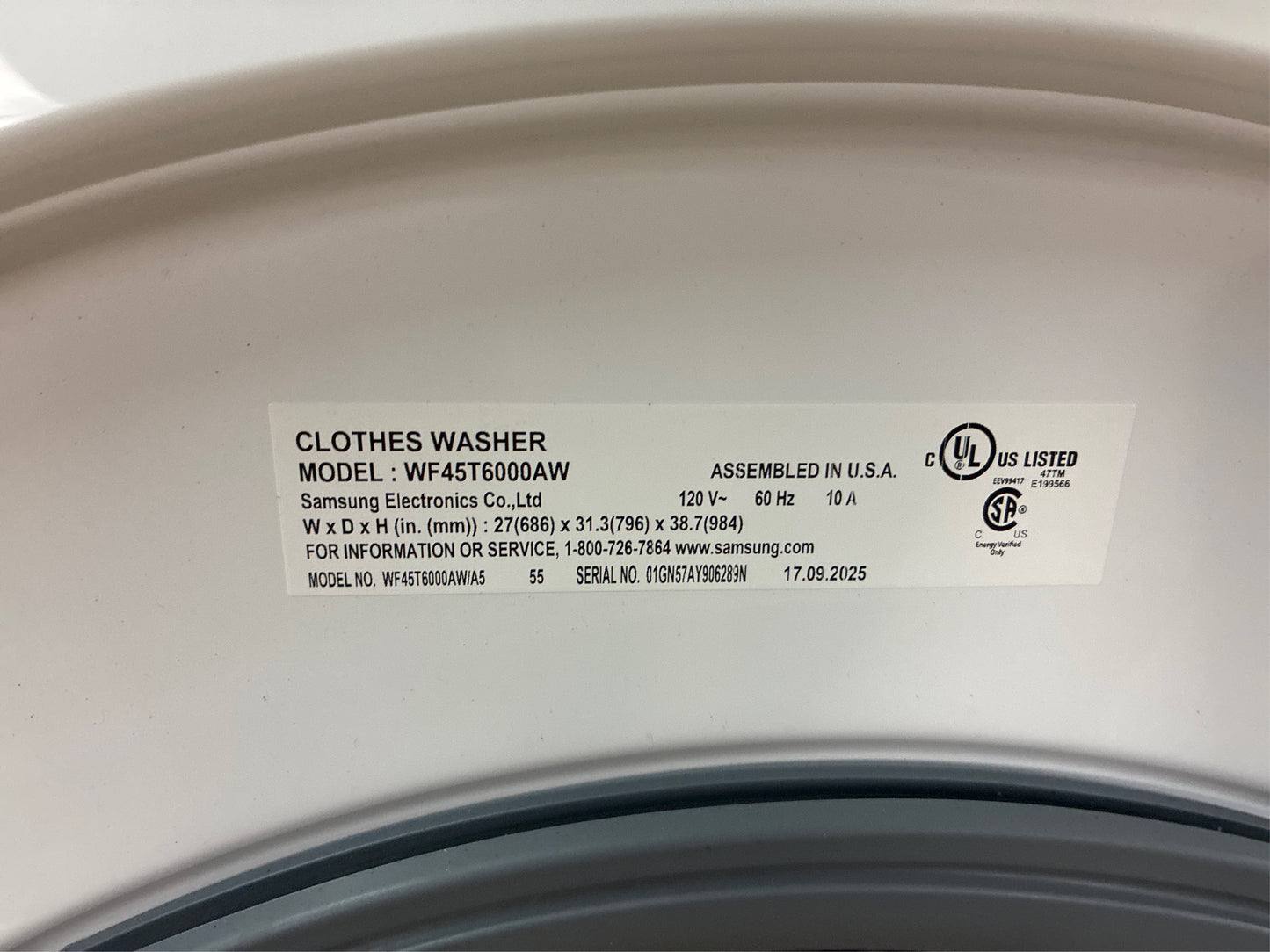 Samsung 4.5 cu. ft. Front-Load Washer White