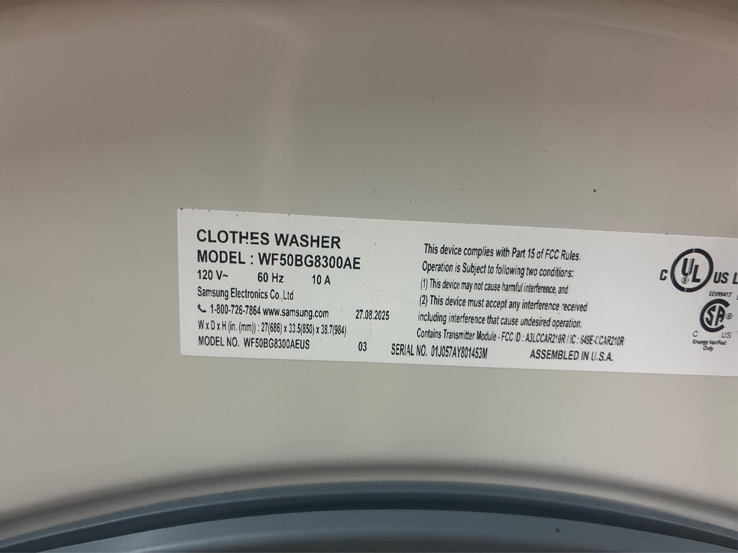 Samsung 5 cu. ft. Smart Front Load Washer, Ivory