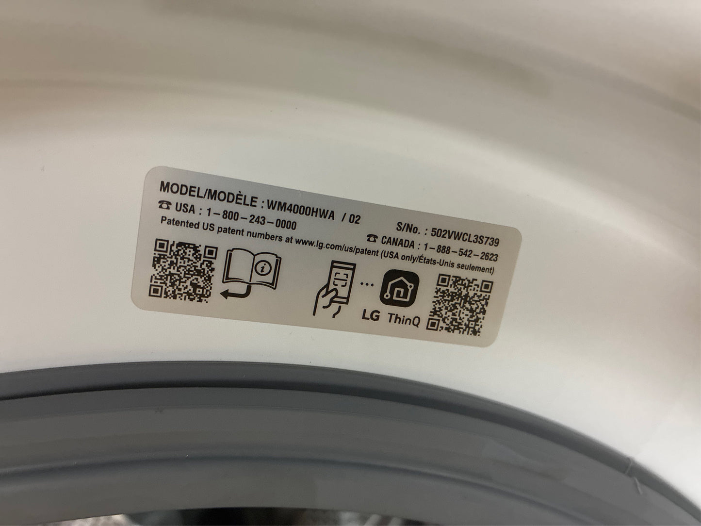 LG 4.5 Cu. Ft. Stackable Front Load Washer - White