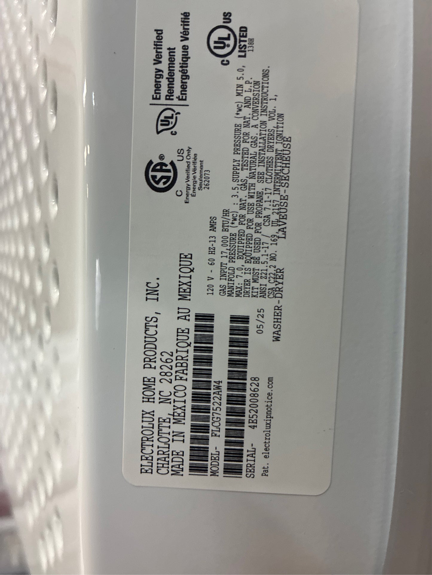 Frigidaire 3.9/5.6 cu. ft. Washer Dryer