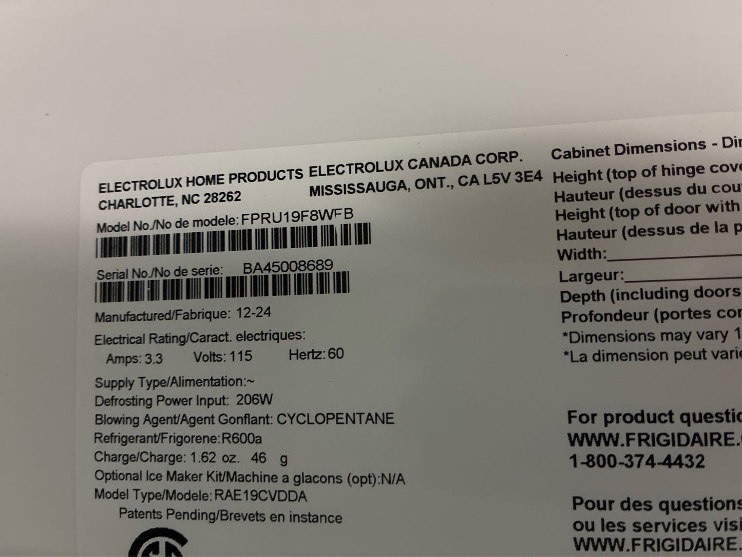 Frigidaire 19 cu. ft. Single Door Refrigerator - Stainless