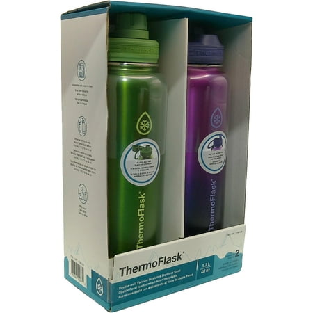 ThermoFlask Water Bottle, 40 oz (2 Pack)