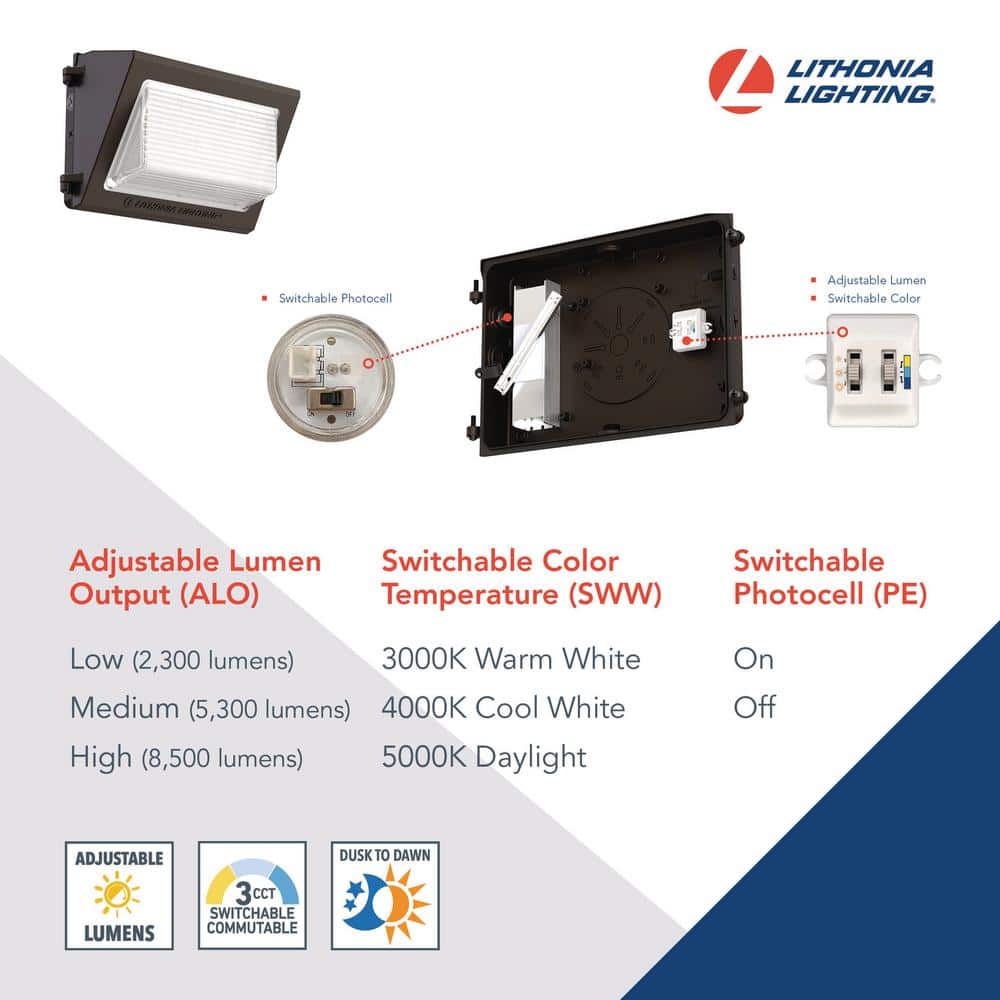 250W Eq Integrated LED Bronze Wall Pack