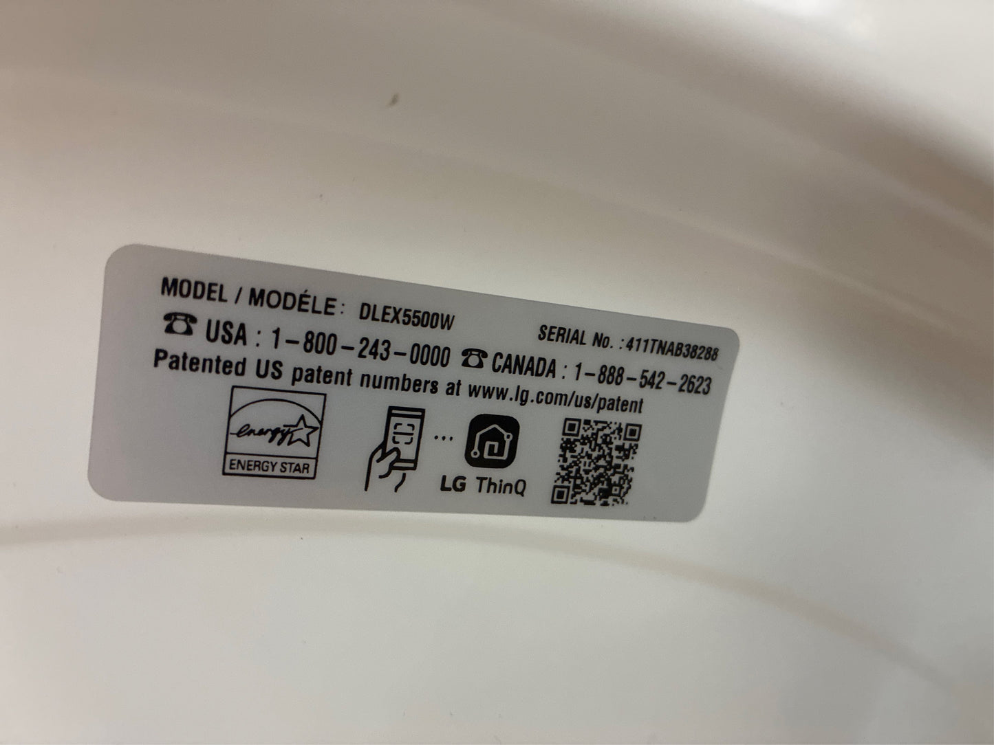 LG 7.4 cu ft Stackable SMART Electric Dryer in White