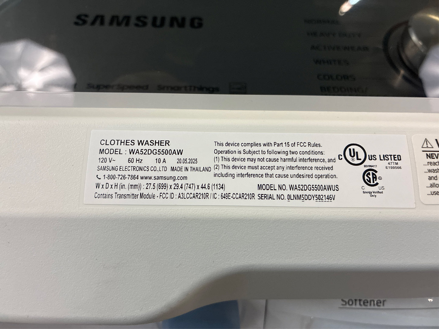 Samsung 5.2 cu.ft. Top Load Washer White