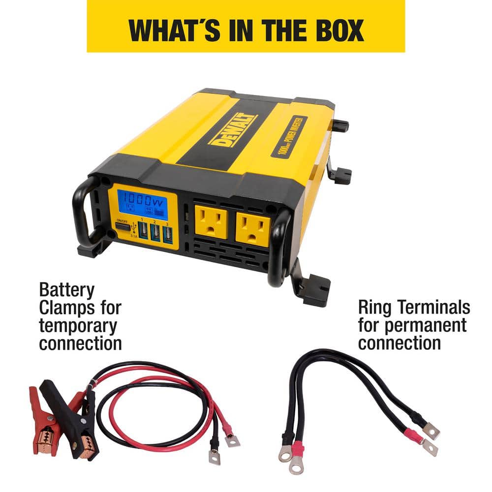 DEWALT 1000W Car Power Inverter USB Ports