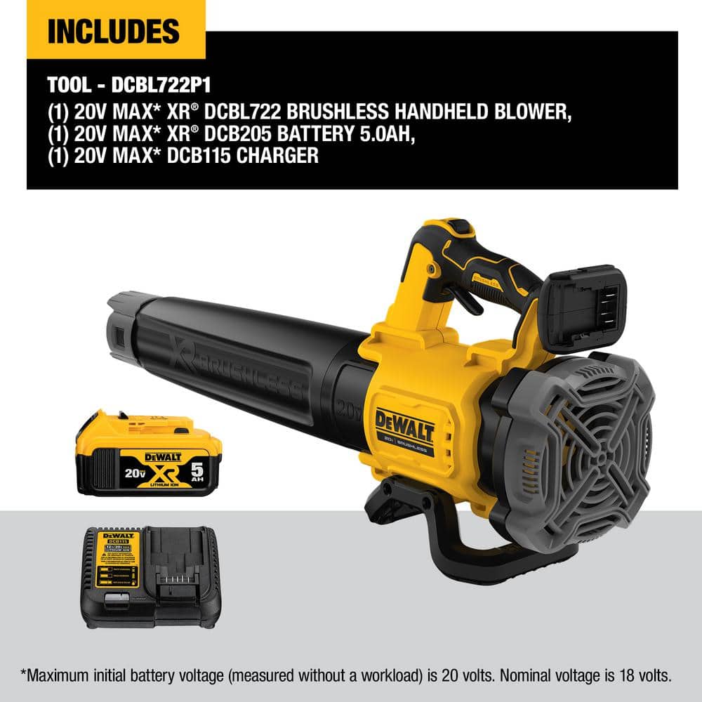 Dewalt 20V MAX 125 Mph 450 CFM Brushless Leaf Blower
