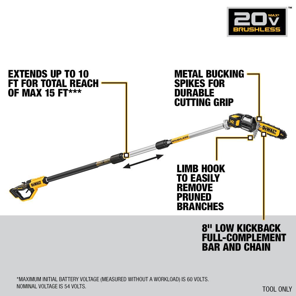 Dewalt 20V MAX 8in. Brushless Cordless Pole Saw