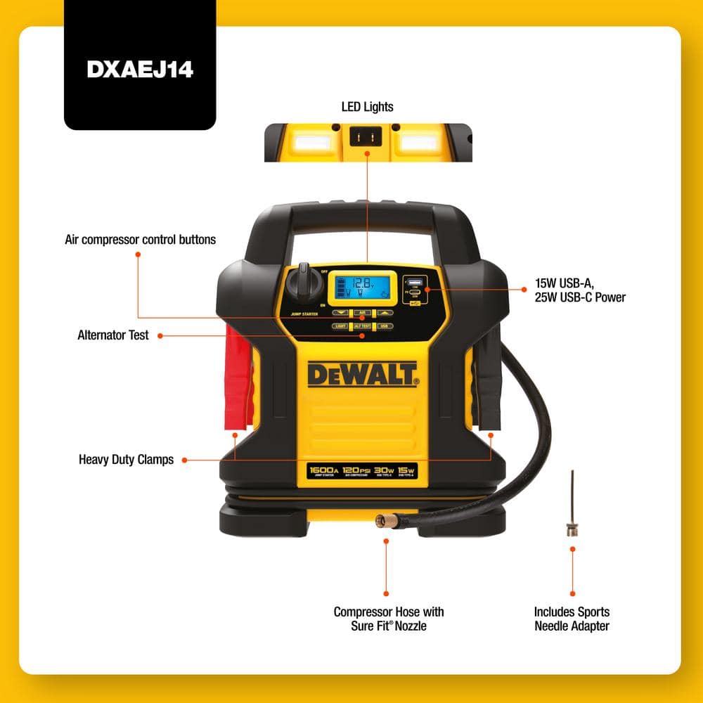 DEWALT Jump Starter & Power Bank, 1600 Amp