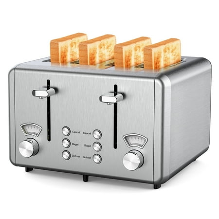 WHALL 4 Slice Toaster - Stainless Steel