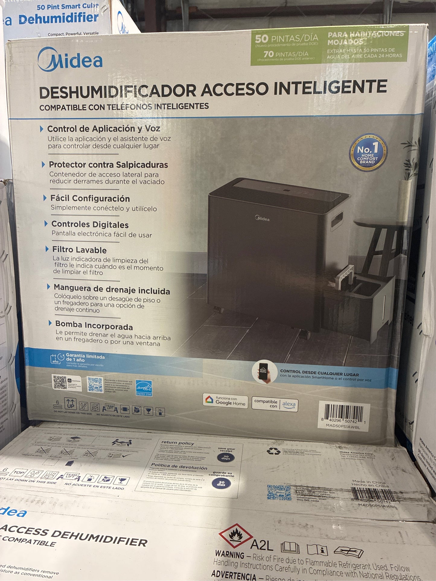 Midea 50-Pint Smart Dehumidifier MAD50PS1AWBL