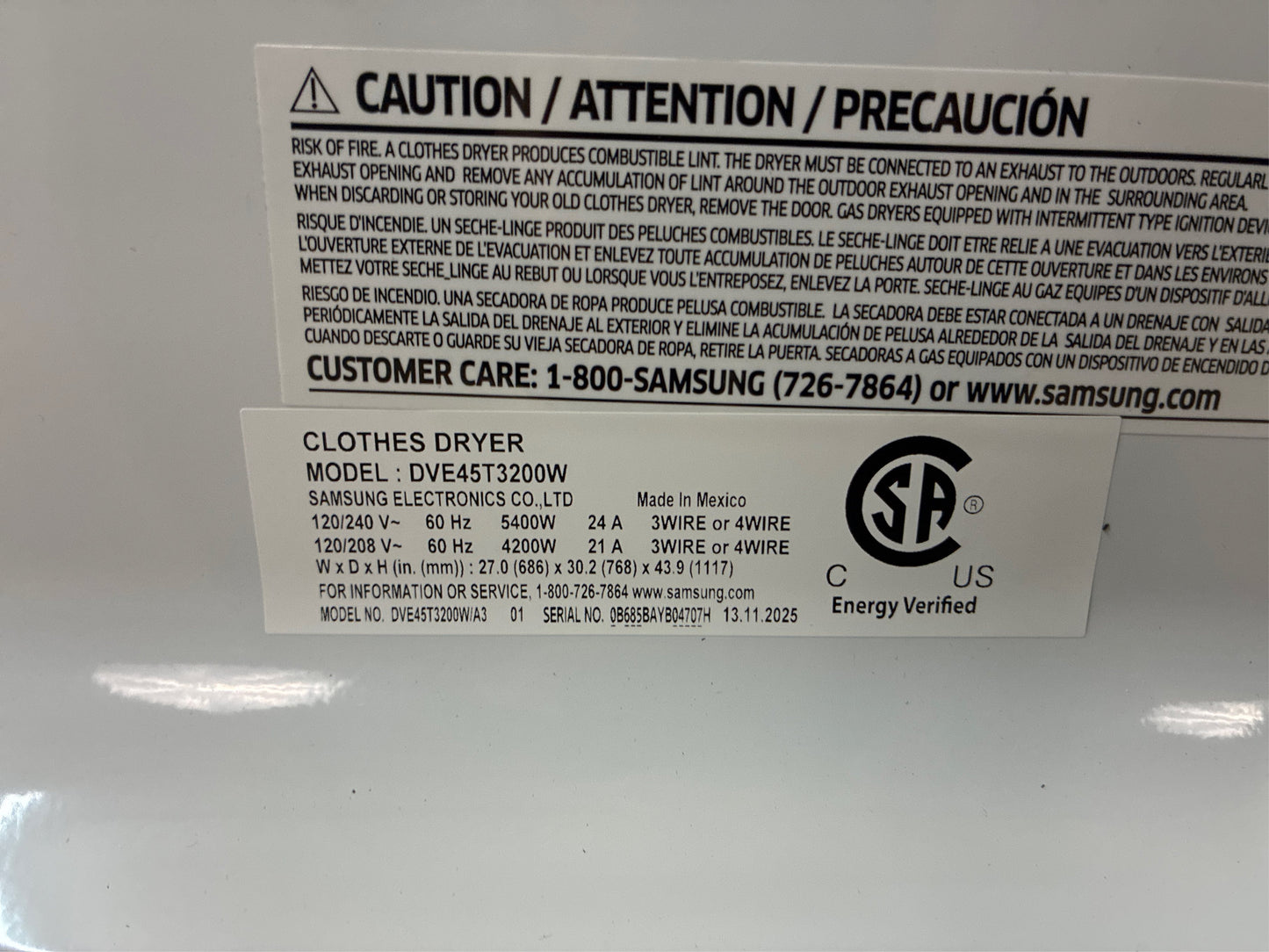 Samsung 7.2-cu ft Vented Electric Dryer