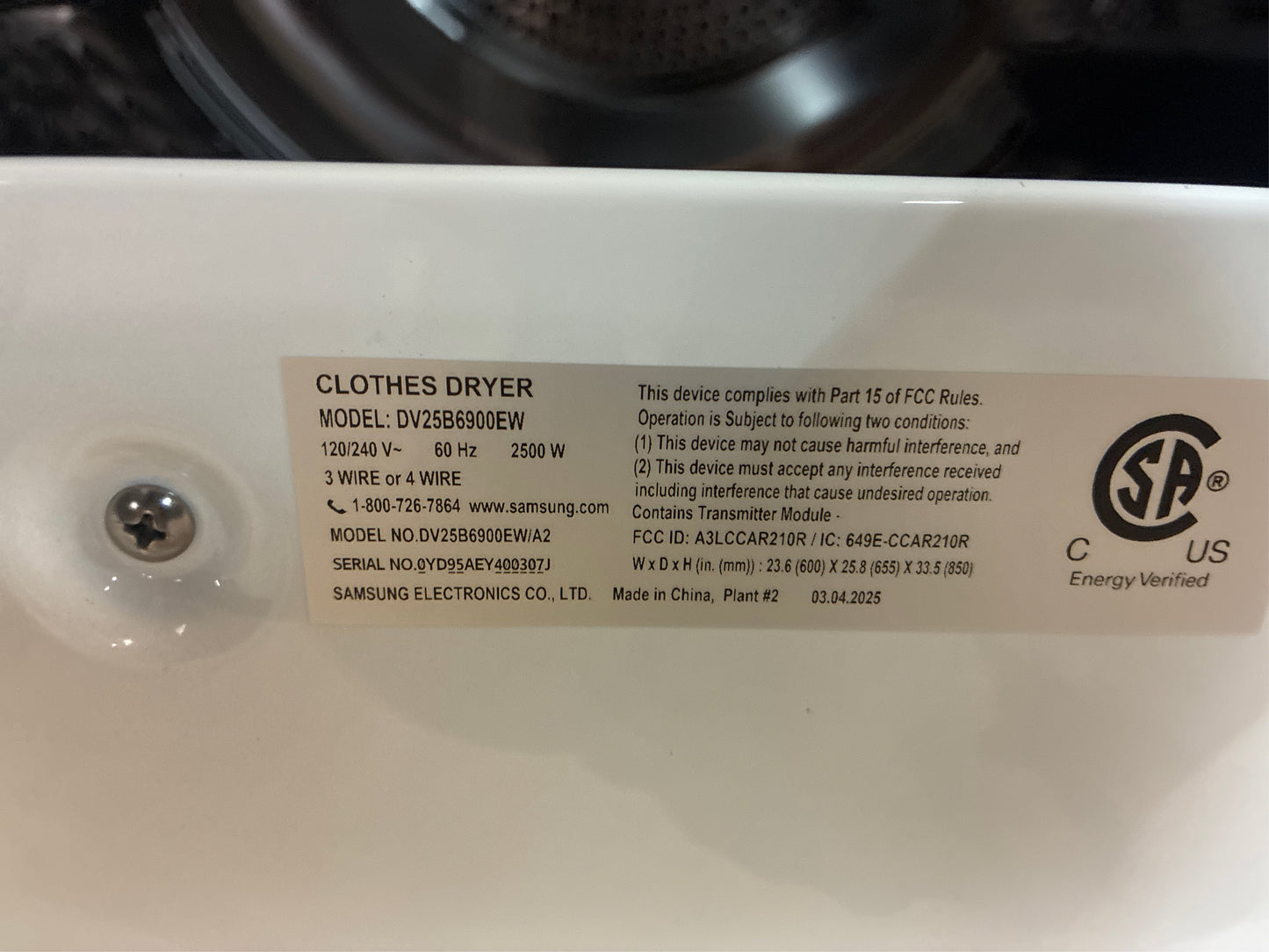 Samsung 4.0 cu. ft. Smart Dial Electric Dryer