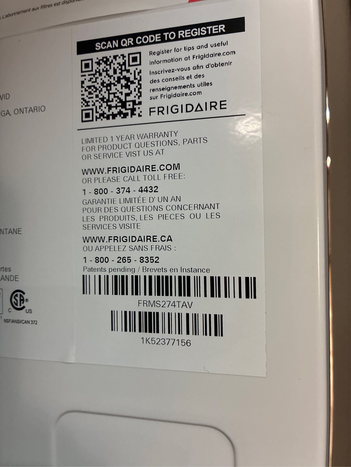 Frigidaire 36 in. French Door Refrigerator, Stainless