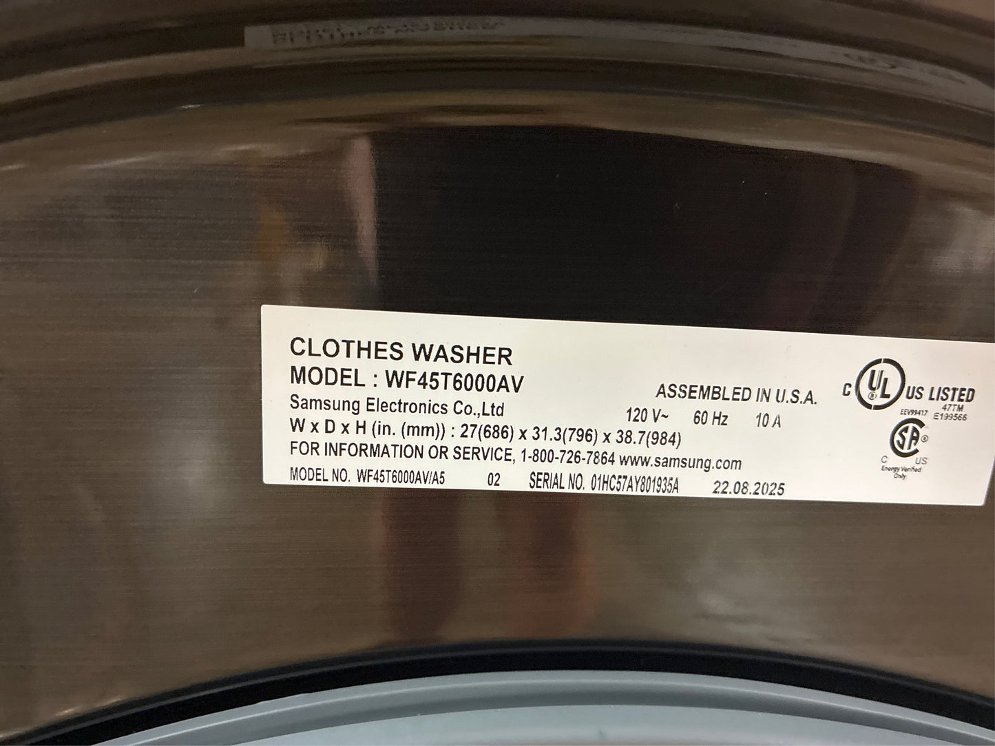Samsung 4.5 cu. ft. Front Load Washer, Brushed Black