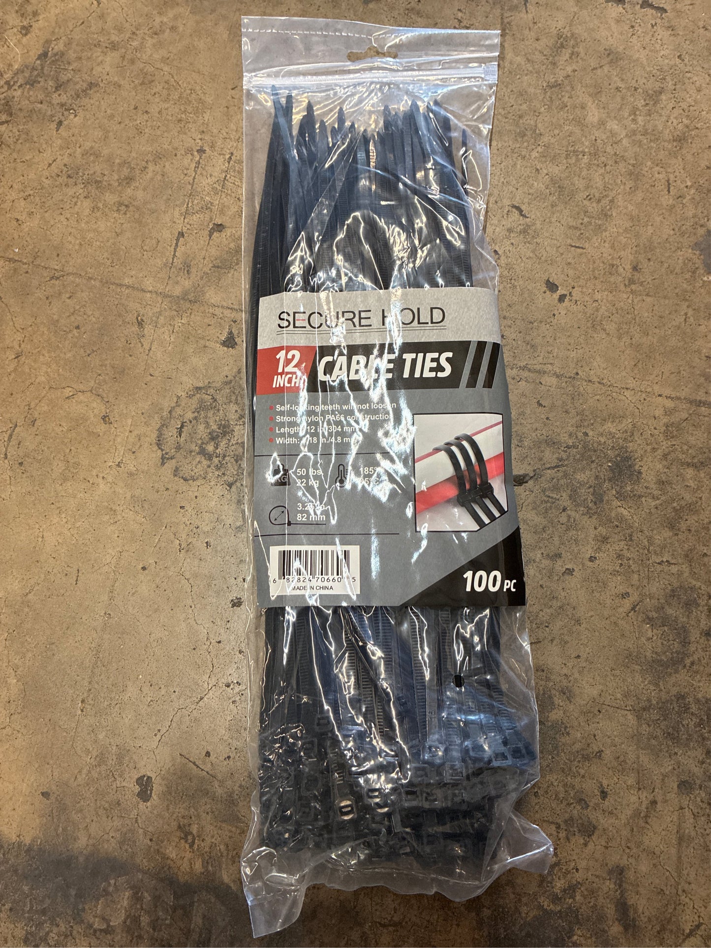100 pack 12 inch Black Cable Ties