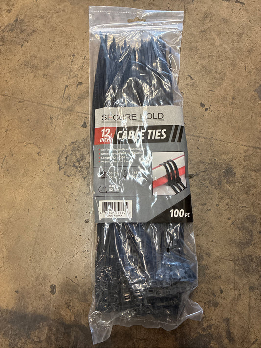 100 pack 12 inch Black Cable Ties