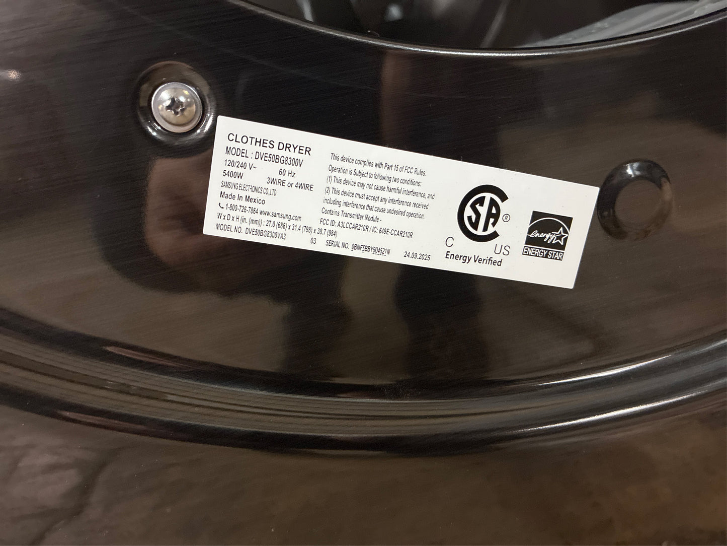 Samsung Smart Electric Dryer, Brushed Black
