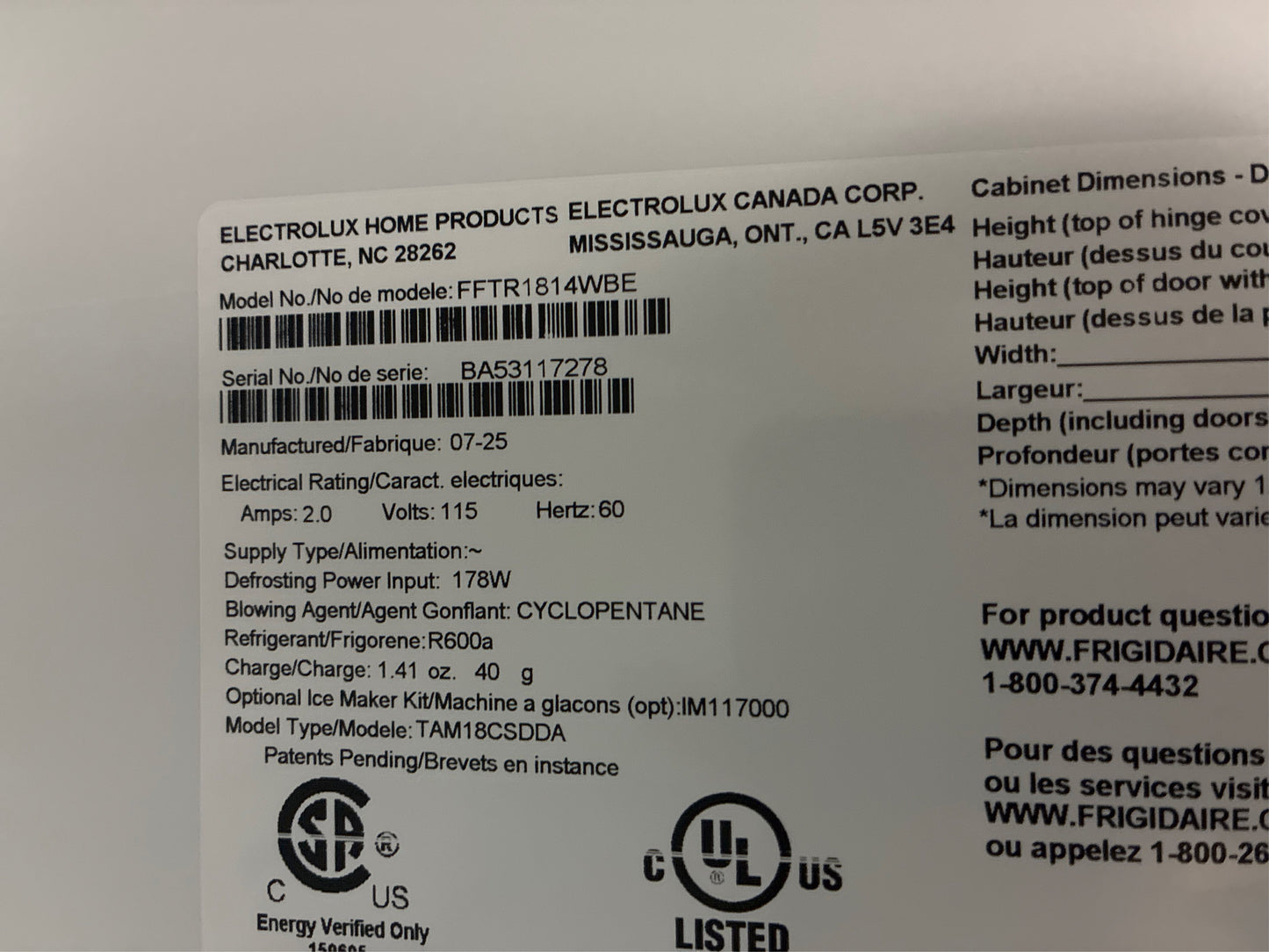 Frigidaire 18.3 Cu. Ft. Top Freezer Refrigerator-Black