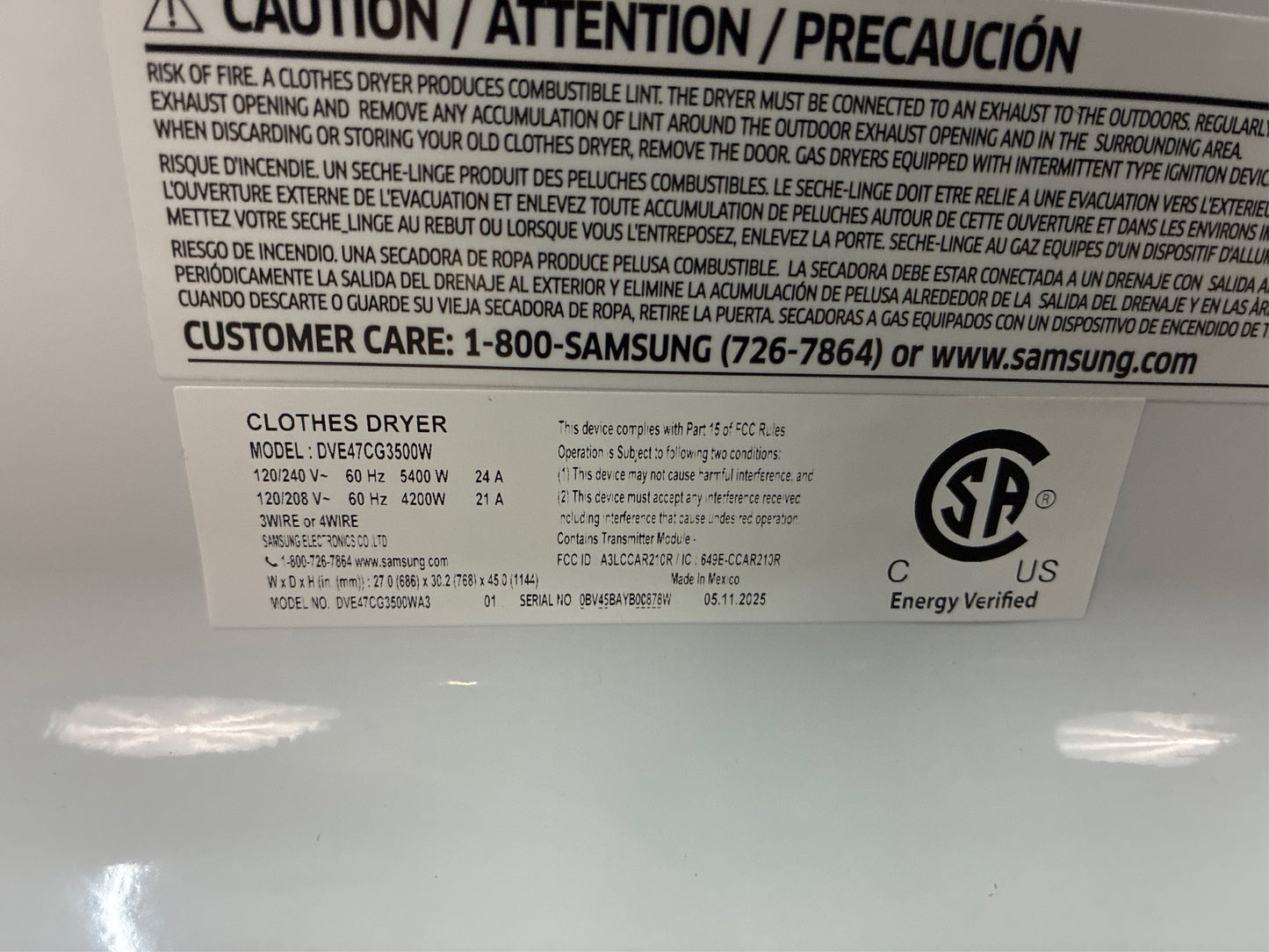 Samsung 7.4 cu. ft. Smart Electric Front Load Dryer White
