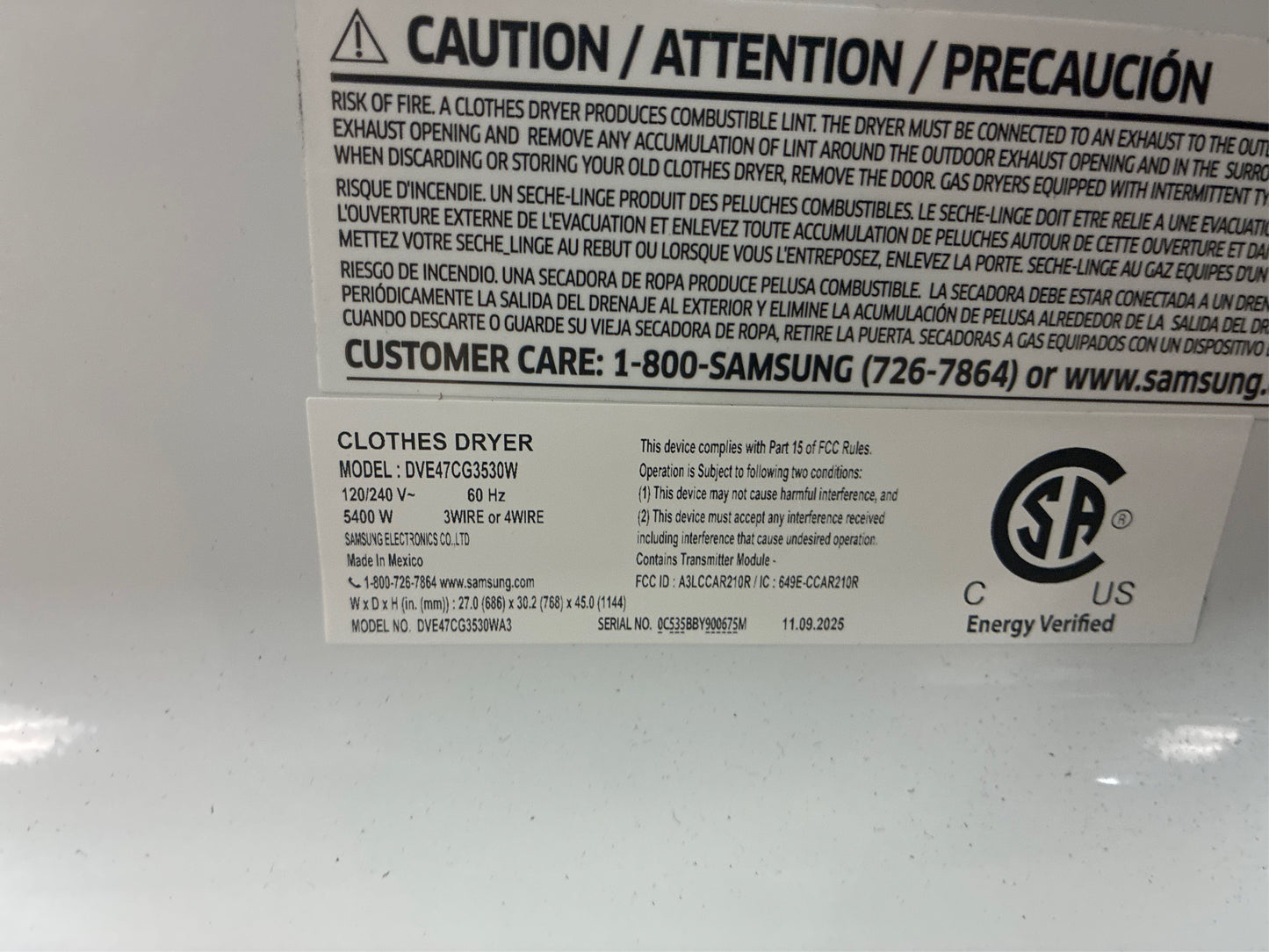 Samsung 7.4 cu. ft. Vented Electric Dryer