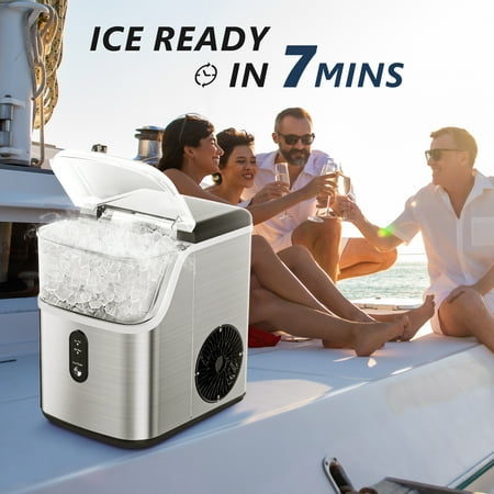 SIMZLIFE Nugget Ice Maker, 35lbs/Day, Silver