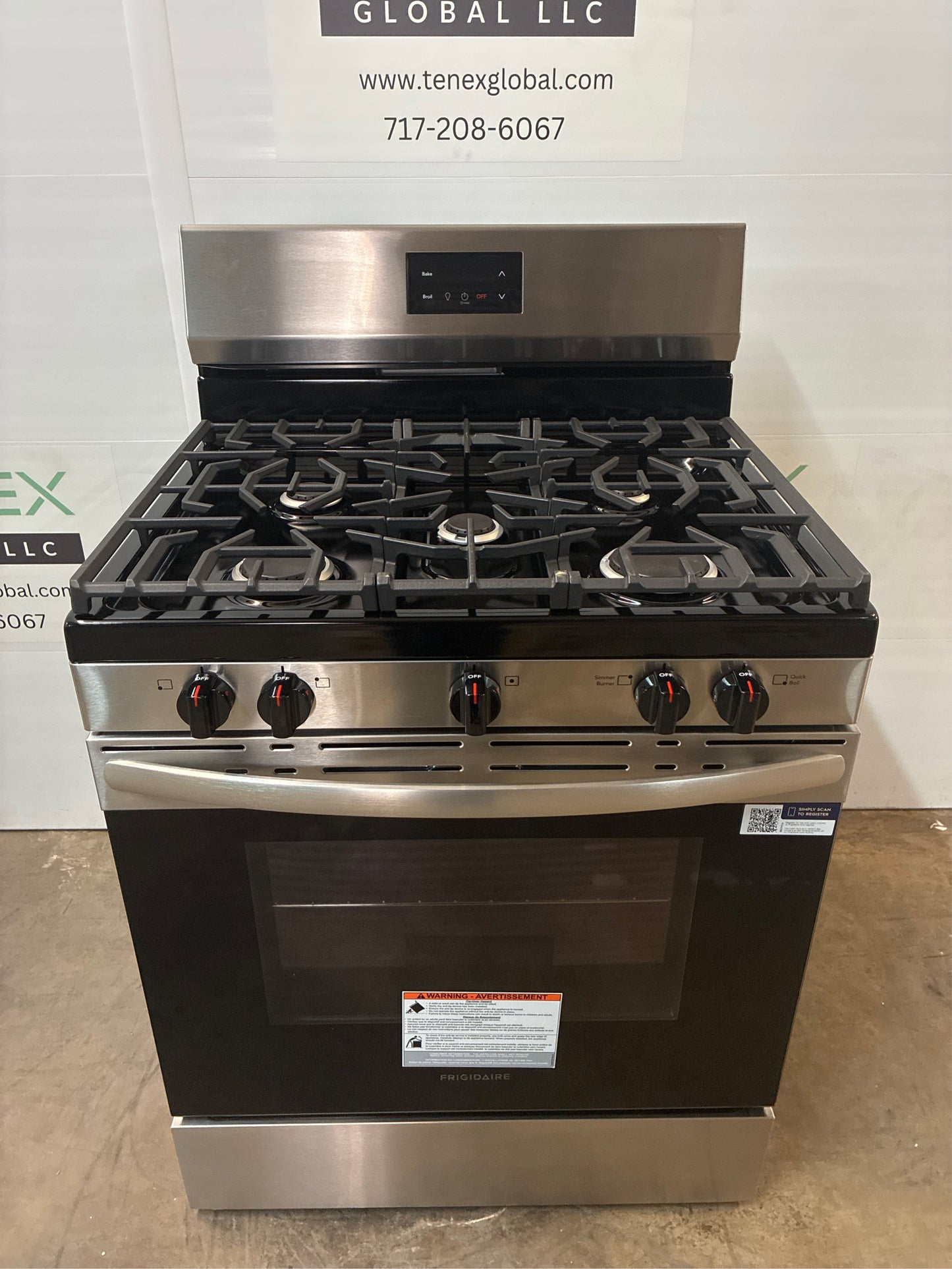 Frigidaire 30 in, 5-Burner Gas Range, Stainless Steel