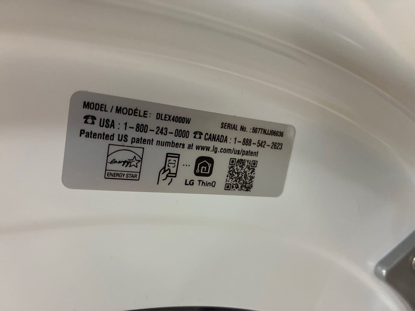 LG 7.4 Cu. Ft. Vented Electric Dryer, White