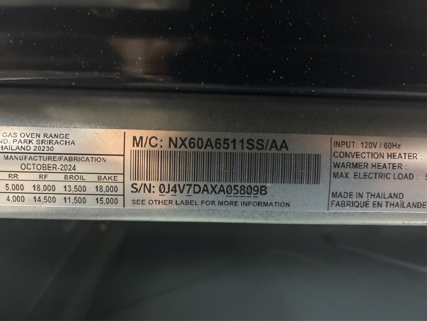 Samsung 30" Gas Range, 6.0-cu ft, Air Fry