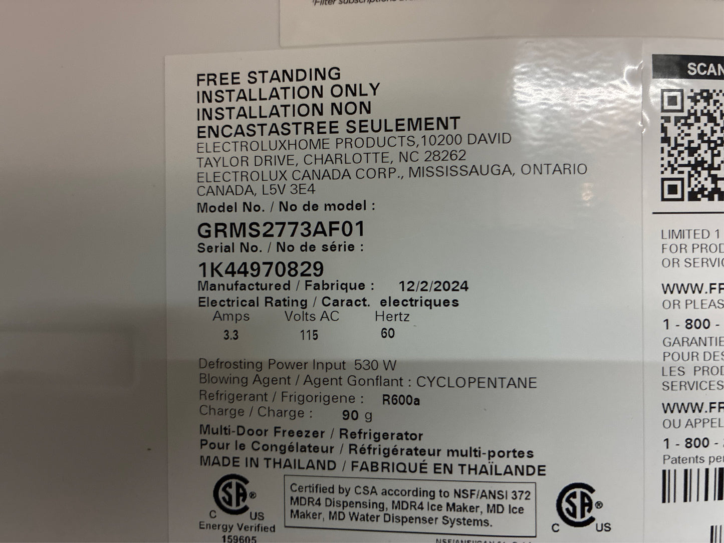 Gallery 36" 26.3 cu ft 4-Door Refrigerator