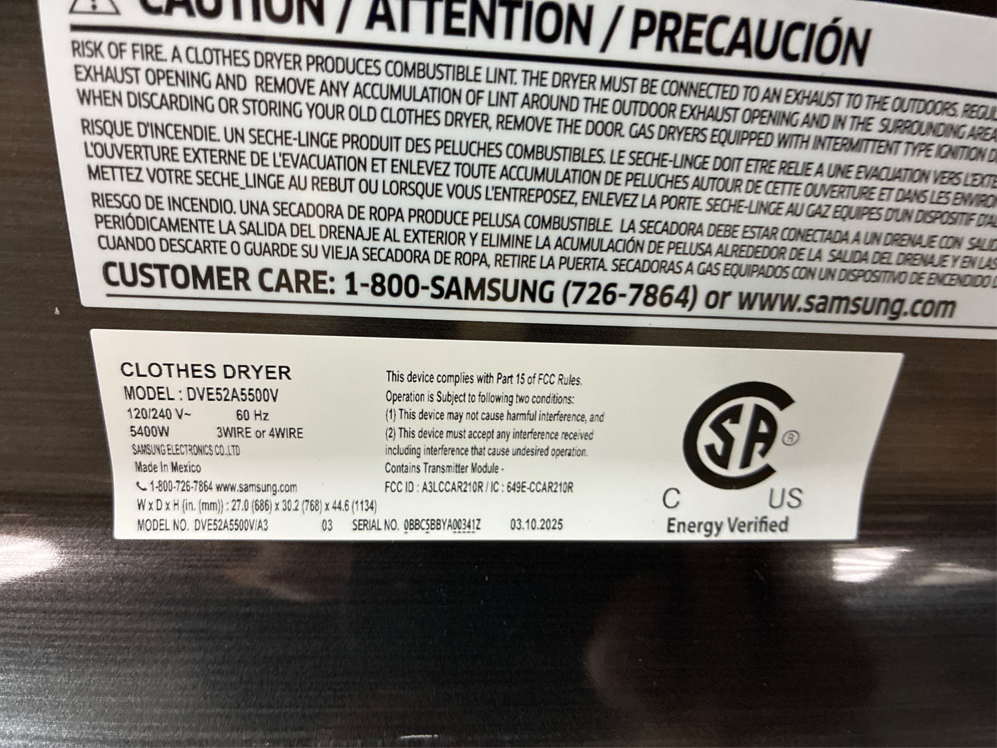 Samsung 7.4 cu. ft. Smart Vented Electric Dryer w/Steam