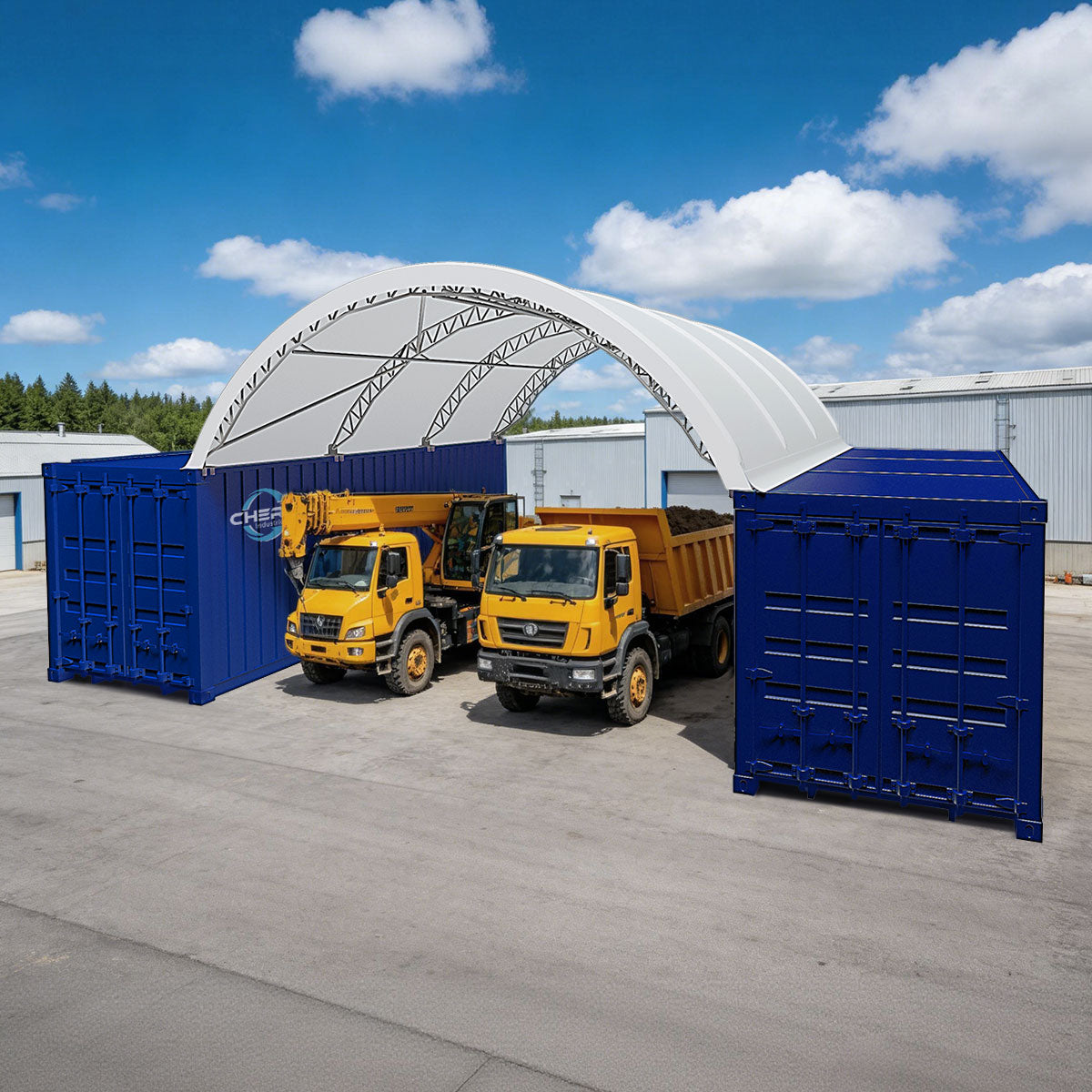 Reinforced 20'x20' Double Truss Container Shelter