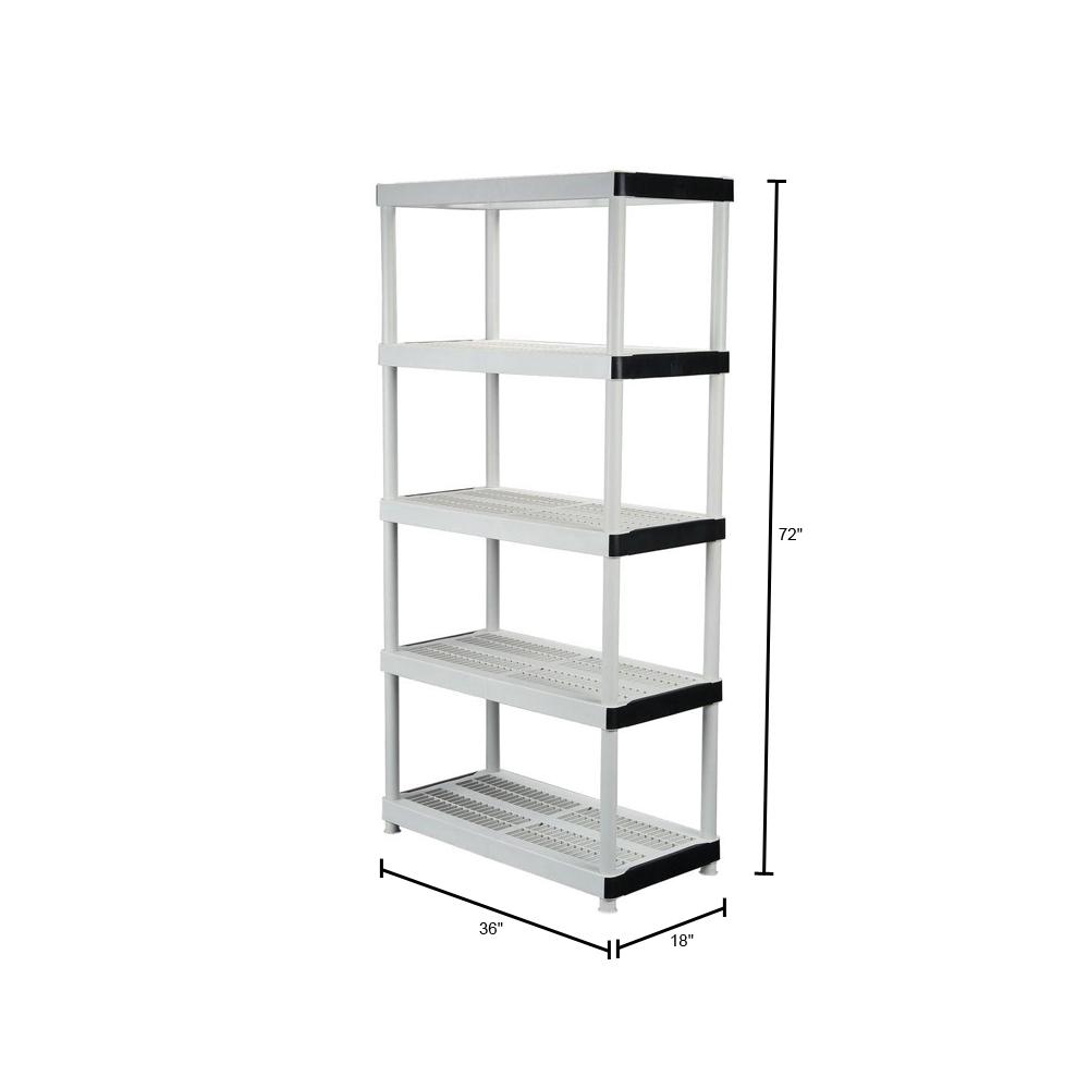 Gray 5-Tier Shelf (36 in. W x 72 in. H).