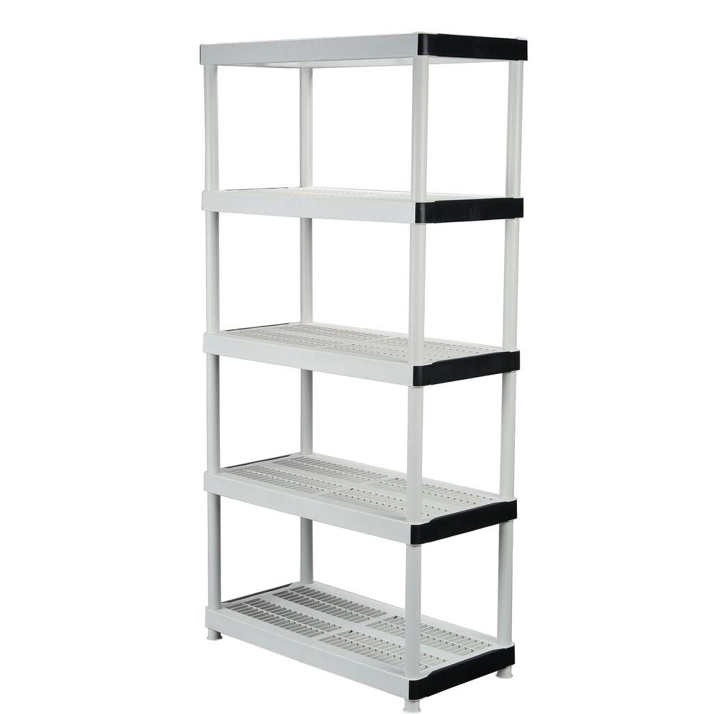 Gray 5-Tier Shelf (36 in. W x 72 in. H).