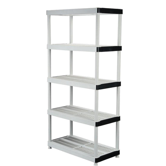 Gray 5-Tier Shelf (36 in. W x 72 in. H).