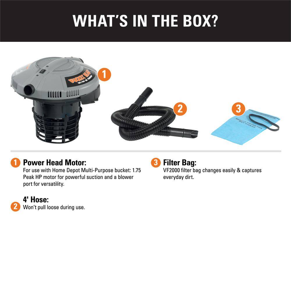 5 Gal 1.75 HP Wet/Dry Vac Powerhead & Filter