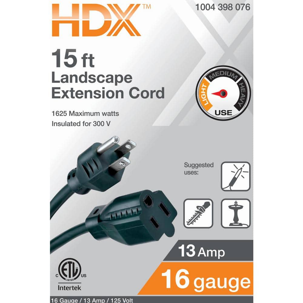 15 ft. Green 16/3 Indoor/Outdoor Extension Cord